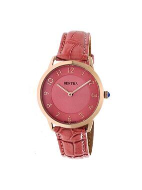 NWT Bertha Abby Coral Dial Coral Leather Ladies Watch